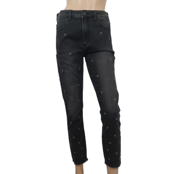 Abercrombie & Fitch Ankle High-rise Black Star Embroidered Cropped Jeans - Picture 4 of 16